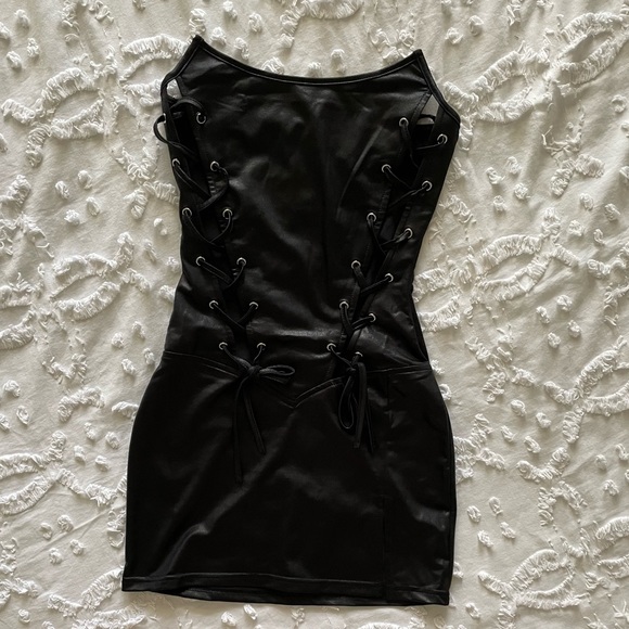 Lace Up Bodycon Cut Out Mini Dress - Picture 1 of 7